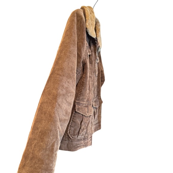 VTG Esprit Brown Corduroy Faux Fur Trimmed Jacket Size S. Stranger thing/Y2K - Picture 3 of 9
